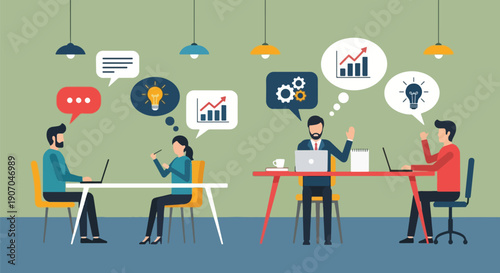 Business Team Brainstorming Ideas Collaboration Communication Concept.