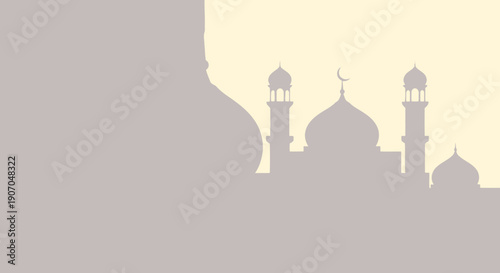 Silhouette of a mosque at sunset.