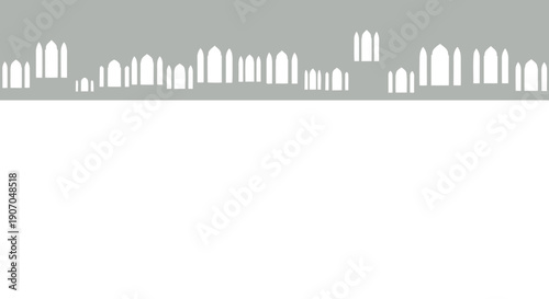 City skyline silhouette with tall buildings.