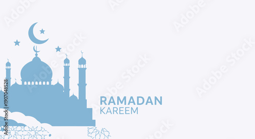 Ramadan Kareem Islamic holiday greeting card.