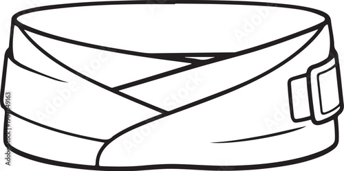 Maternity Support Belt Black and White Line Art.eps