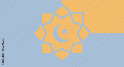 Flag with crescent moon and star.