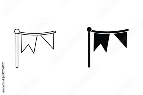 Bunting Flags on String Vector Illustration with Flat Design
