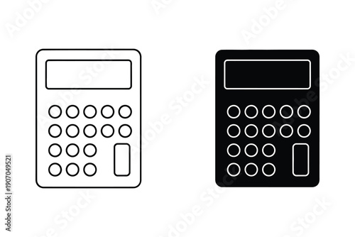 Dual calculator icons in white and black flat design vector illustration