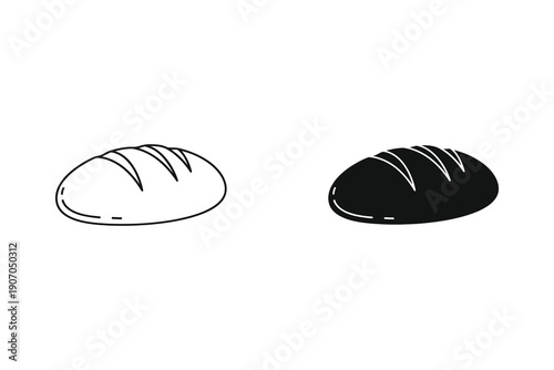 Simple black and white bread loaves vector illustration
