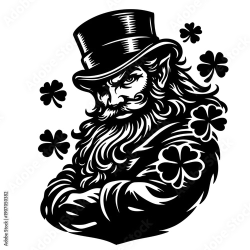 Vector Set of Badass Leprechaun Characters and Skulls for Holiday
