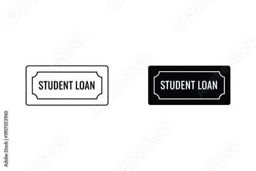 Student Loan Badge Icons in Black and White Flat Design vector illustration