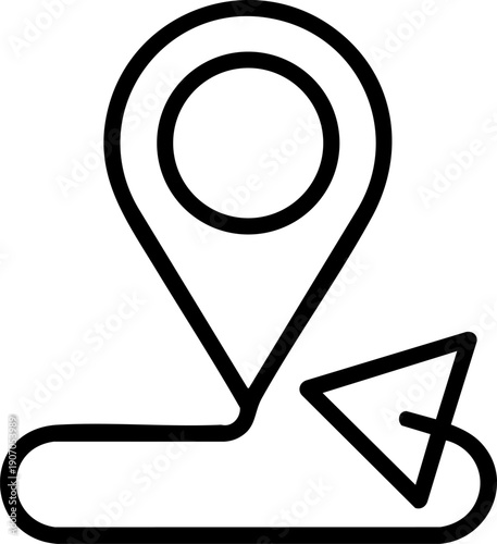 Forest Location Line Icon – Nature Map Pin, Outdoor Navigation and Travel Symbol