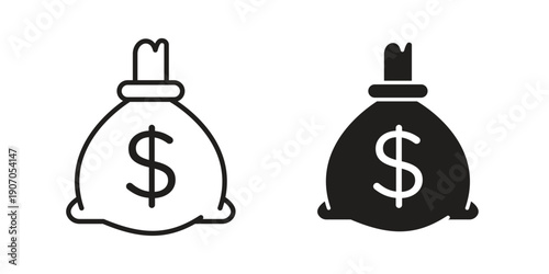 Money bag icon. Trendy Flat style for graphic design, Website, UI. EPS10