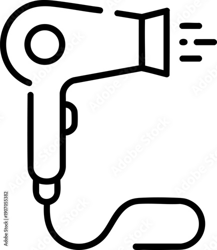 Hair Dryer Line Icon – Hair Styling, Beauty Salon and Personal Care Symbol