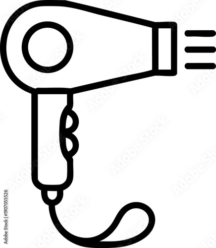 Hair Dryer Line Icon – Hair Styling, Beauty Salon and Personal Care Symbol