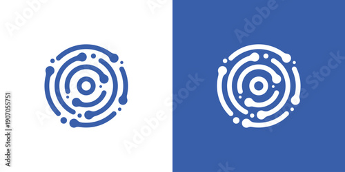Dual meaning logo combining circle and technology elements, symbolizing unity, continuity, balance, and integrated digital innovation in a modern identity.