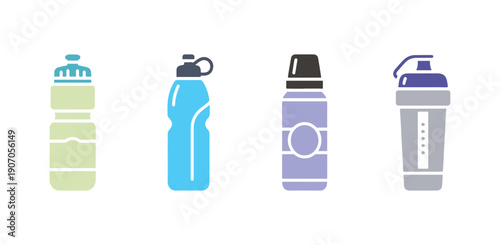 Solid icon of a water bottle, a glyph-style design perfect for websites or mobile apps, ideal for fitness and hydration, featuring a sports bottle vector illustration with editable strokes.
