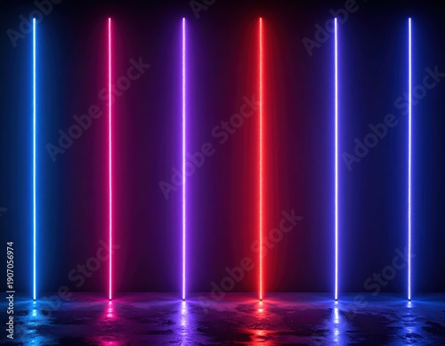 Wallpaper Mural Colorful Neon Lights With Reflections On Wet Floor In Dark Space Torontodigital.ca