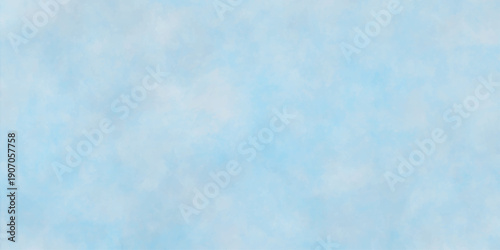 Blue sky with white clouds Abstract nature background of romantic summer. Sunny sky blue light watercolor aquarelle painting brush effect. Fantastic fuzzy and puffy blue sky for design.	