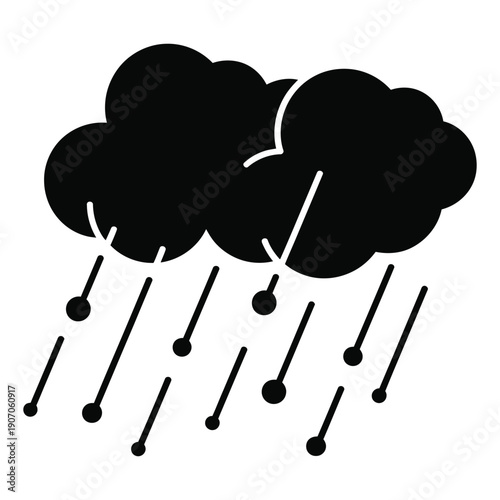 Black cloud with rain falling down weather icon symbol icon