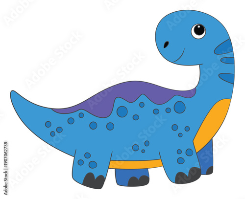 A funny brontosaurus dinosaur cartoon on white background
