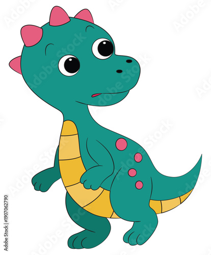 Little spinosaurus dinosaur cartoon on white background