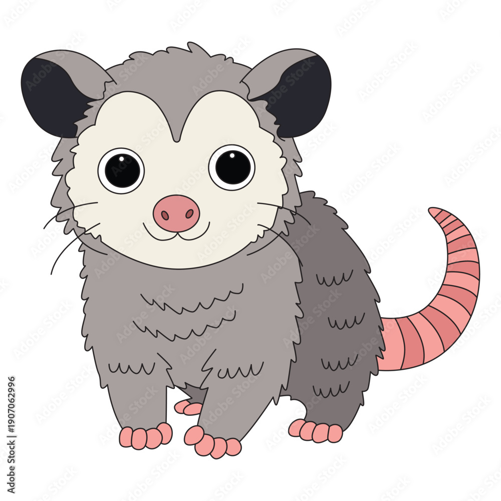 Naklejka premium Opossum animal isolated on white background