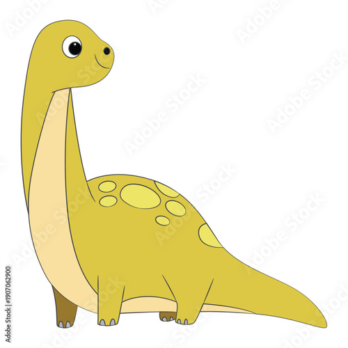 A lively brontosaurus dinosaur on white background