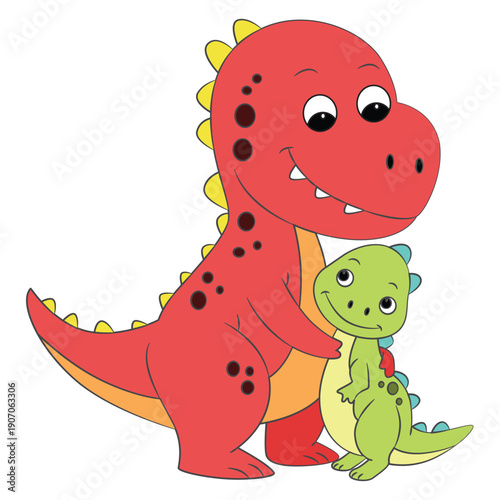 Cartoon of mother and baby brontosaurus