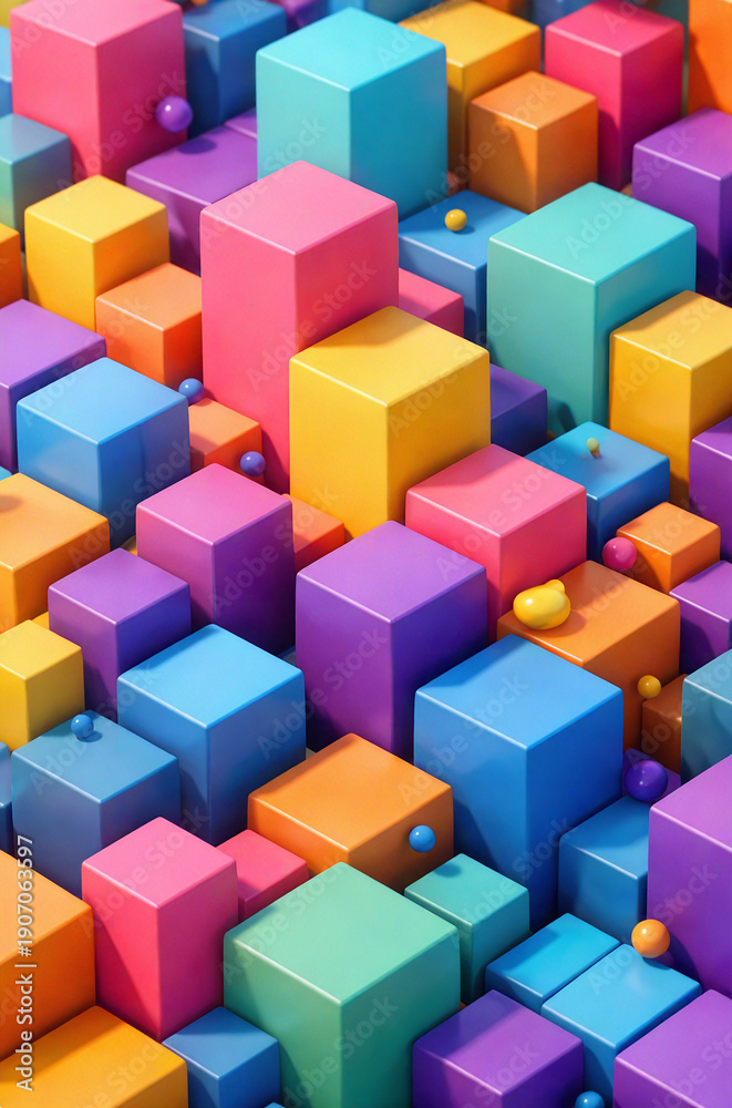Obraz premium 3D Colorful Geometric Cubes Abstract Background