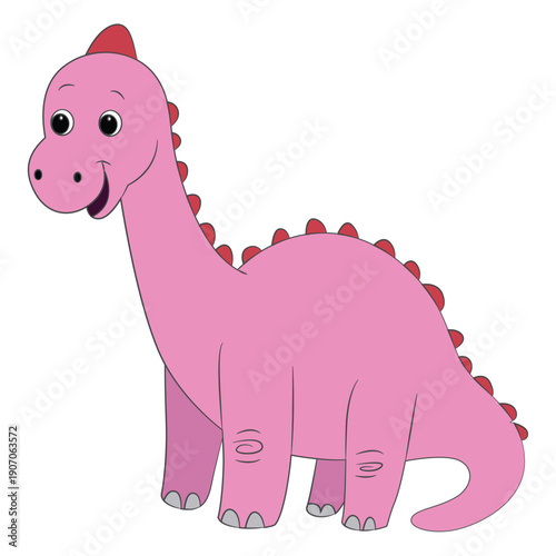 Cartoon flat diplodocus isolated on white background