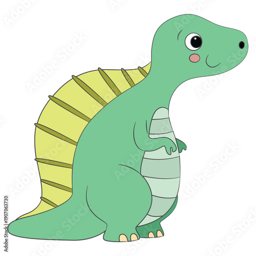 Cartoon single spinosaurus isolated on white background