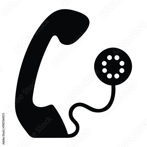 Business Phone Silhouette Icon – Professional Office Communication, Corporate VoIP Desk Phone, and Calling Device Glyph Vector