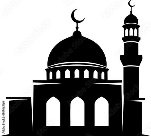 Mosque Line Icon – Islamic Religion, Muslim Prayer and Cultural Architecture Symbol