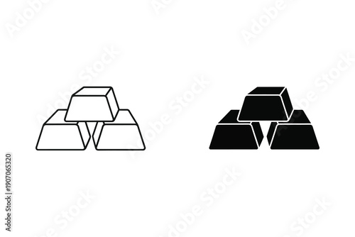 Gold bars stacked together in minimalist flat design vector illustration