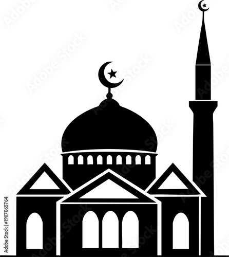Mosque Line Icon – Islamic Religion, Muslim Prayer and Cultural Architecture Symbol
