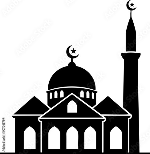 Mosque Line Icon – Islamic Religion, Muslim Prayer and Cultural Architecture Symbol
