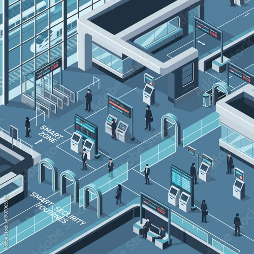 Futuristic Train Station with Automated Ticketing.