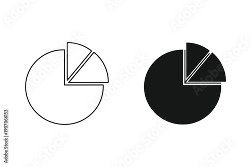 Pie Chart Graphic Elements in Black and White Flat Design vector illustration