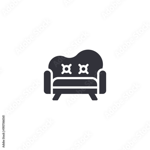 Comfortable two-seat sofa icon symbolizing living room furniture, relaxation space, and cozy home atmosphere.