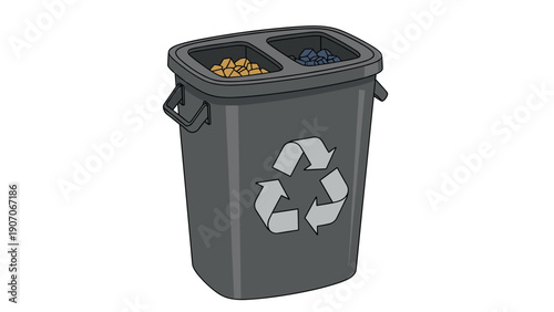 Recycling bin with dual compartments for waste sorting