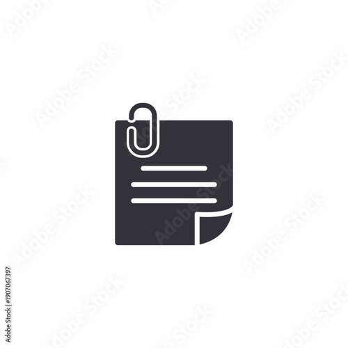 Document with paperclip icon representing attached files, office paperwork, documentation process, and administrative tasks.