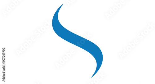 A simple curved blue shape resembling a stylized letter s