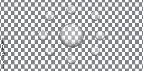 Realistic water droplets on the transparent window. Vector