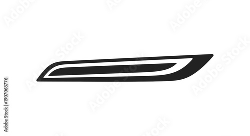 Abstract black and white graphic of a long angled rectangle