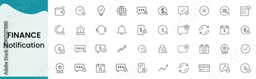  Finance Notification Icon Set for Banking Alerts, Payment Updates and Financial App Messaging Design