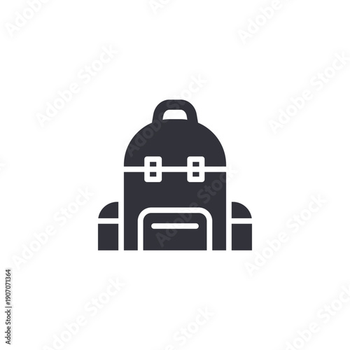 Backpack luggage icon symbolizing traveler baggage, carry-on items, and airport journey preparation essentials.