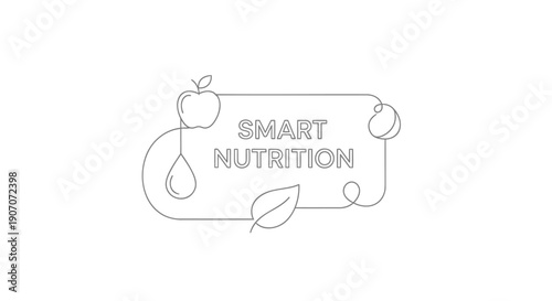 Vector smart nutrition label with apple, water drop and leaf, for healthy food or supplement branding, Isolated on transparent background, png