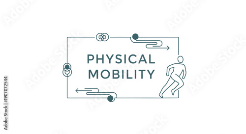 Vector illustration of physical mobility concept with human running, for website or presentation, isolated on transparent background, png
