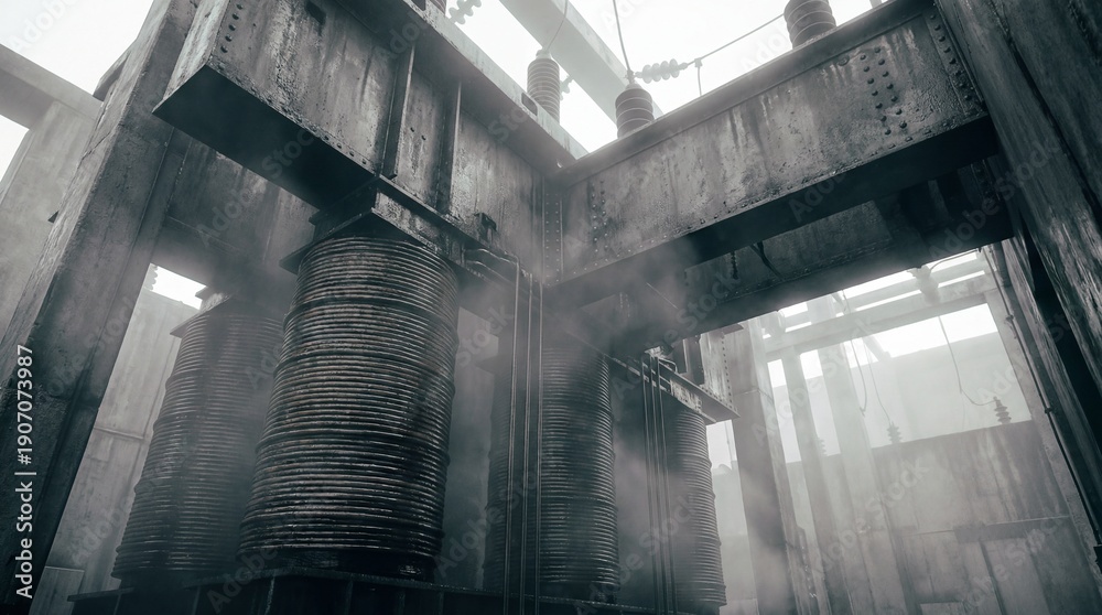 Obraz premium Industrial Electrical Infrastructure with Steam