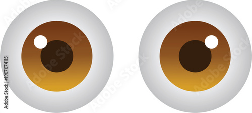 Eye emoji glossy icon, looking sideways grouped vector drawing.
