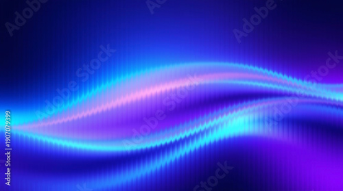 Tableau sur toile Vibrant blue purple abstract wavy background with glowing neon light