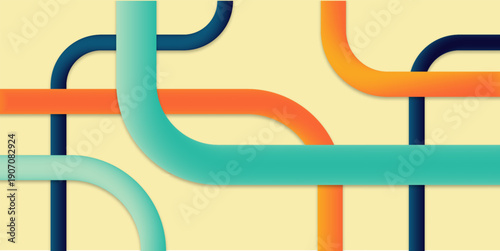 Intricate web of colorful conduits depicting a sprawling network of communication and innovation