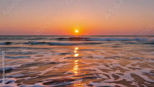 Stunning Tropical Beach Sunrise Over Caribbean Sea 4K Video